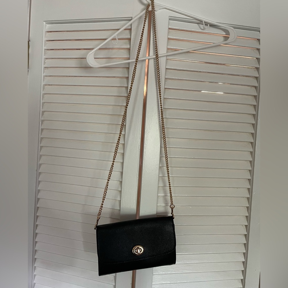 Elegant Black Bag with Gold Chain and Hardware